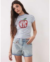 Abercrombie & Fitch - Mid Rise A-line Denim Shorts With Raw Hem - Lyst