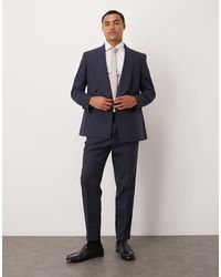 ASOS - Cotton Linen Blend Tapered Suit Trousers - Lyst