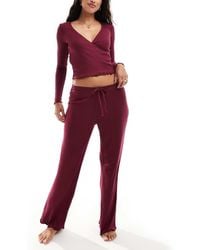 Boux Avenue - Ribbed Wrap Long Sleeve Pyjama Top And Trouser Set - Lyst