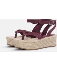 Pull&Bear - – mehrfarbige sandalen aus leder mit keilabsatz - Lyst
