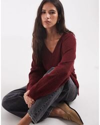 ONLY - Pull en maille réversible bordeaux foncé - Lyst