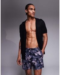 BOSS - Boss Pike Leaf Print Swim Shorts - Lyst