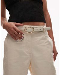 Mango - Cintura Classica Color Crema Con Fibbia Ovale Oro - Lyst