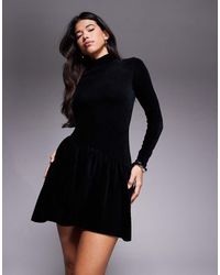 ASOS - Vestito Corto Accollato A Maniche Lunghe - Lyst