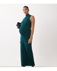 ASOS - Asos Design Maternity Varigated Knit Rib Sleeveless Funnel Neck Midaxi Dress - Lyst