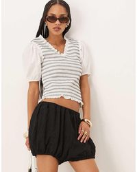 ASOS - Gestreepte Bloomer Short Met Textuur - Lyst
