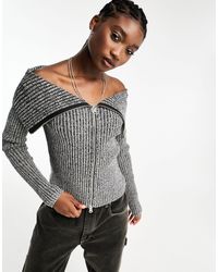 Weekday - Vanna Zip Through Off The Shoulder Jumper - Lyst