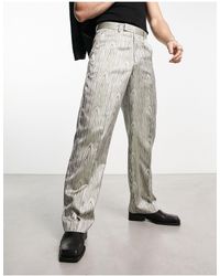ASOS - Pantalon ample habillé à motif en jacquard - sauge - Lyst