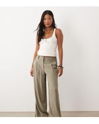 ASOS - Asos Design Petite Wide Leg Trousers With Pleat Detail - Lyst
