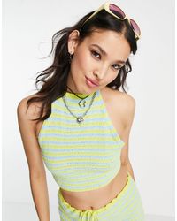 Pull&Bear - Crochet High Neck Cropped Co-ord Top - Lyst