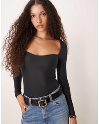 Abercrombie & Fitch - Sweetheart Neckline Long Sleeve Top With Bra Insert - Lyst