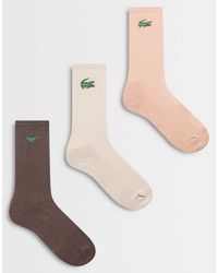 Lacoste - 3 Pack Croc Logo Long Coloured Sports Socks - Lyst
