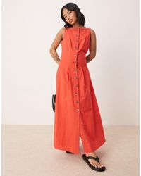 ASOS - Asos Design Petite Slash Neck Button Down Waistcoat Maxi Dress Bright - Lyst
