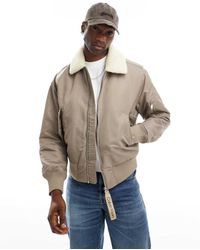 Calvin Klein - Chaqueta De Aviador Beis Con Solapas De Sherpa De -Beis Neutro - Lyst