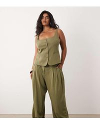 ASOS - Curve Tailored Floaty Skinny Waistband Triple Pleat Pants - Lyst