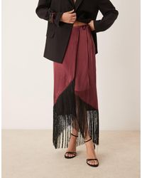ASOS - Satin Wrap Skirt With Fringe Hem - Lyst