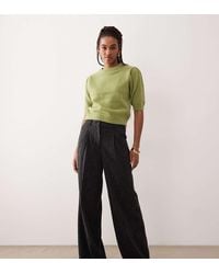 JDY Tall - High Waist Wide Leg Textured Tailored Pants - Lyst