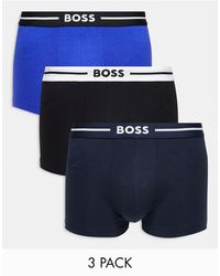 BOSS - Confezione da 3 boxer aderenti neri, blu e blu navy - Lyst