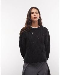 Monki - Boxy Cable Knit Sweater - Lyst