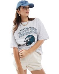 ASOS - T-shirt oversize avec imprimé philadelphia eagles sous licence - glacé chiné - Lyst