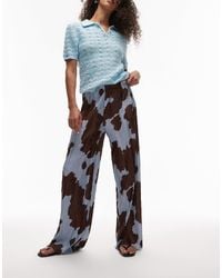 TOPSHOP - Cow Print Plisse Trousers - Lyst