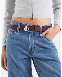 ASOS - Cintura Da Jeans Per Vita E Fianchi Bordeaux Con Fibbia Obliqua - Lyst