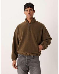 ASOS - Relaxed Drop Shoulder Quarter Zip Sweatshirt - Lyst