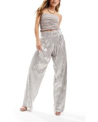 Y.A.S - Y.a.s Plisse Wide Leg Pants - Lyst