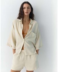 Pull&Bear - Rustic Linen Blend Shirt - Lyst