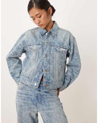 Calvin Klein - Logo Print Denim Trucker Jacket - Lyst