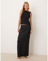 Mango - Linen Straight Maxi Skirt - Lyst