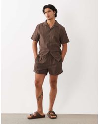 ASOS - Short Length Linen Look Striped Shorts - Lyst