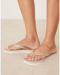 Calvin Klein - Infradito Champagne Con Logo - Lyst