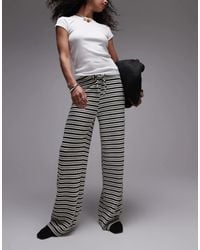 TOPSHOP - Textured Stripe Wide Leg Trousers - Lyst