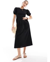Threadbare - Jersey And Poplin Mix Short Sleeve Midi Dress - Lyst
