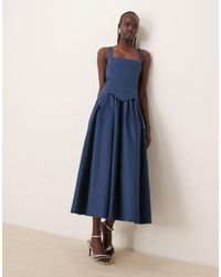 ASOS - Structured Corset Full Skirt Midi Dress - Lyst
