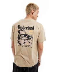 Timberland - T-shirt oversize avec grand imprimé montagne au dos - bleu - exclusivité asos - Lyst