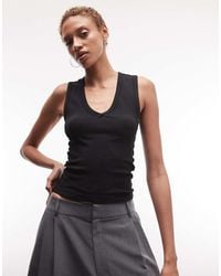 Collusion - Low V Neck Exposed Seam Ribbed Tank Top - Lyst