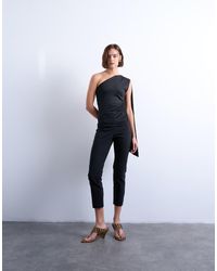 TOPSHOP - One Shoulder Cape Detail Top - Lyst