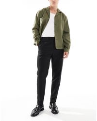 ASOS - Pantalon fuselé habillé en sergé avec taille élastique sur la moitié - Lyst
