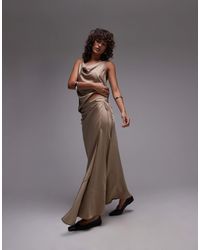 TOPSHOP - Co-ord Panelled Seam Satin Wrap Maxi Skirt - Lyst