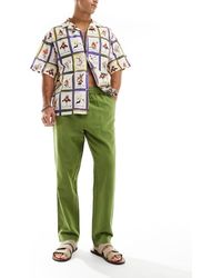 Native Youth - Straight Leg Linen Mix Trousers - Lyst