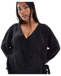 ASOS - Asos Design Curve Knitted Eyelash Wrap Cardigan - Lyst
