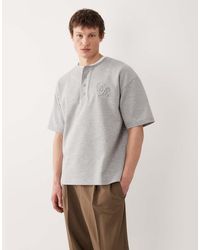 ASOS - Heavyweight Oversized Henley T-shirt With Chest Embroidery - Lyst