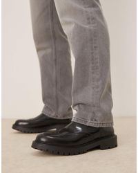 ASOS - Bottines chelsea en cuir poli avec semelle chunky - Lyst