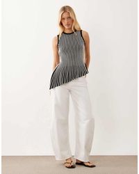 ASOS - Knitted Pleated Asymmetric Top - Lyst