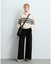 Oysho - Wide-Leg Rib Straight Trousers With Brushed Modal - Lyst