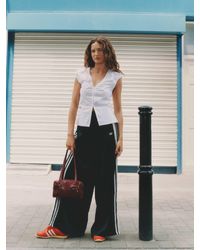 adidas Originals - Satin Wide Leg Joggers - Lyst