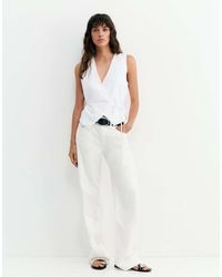 Pull&Bear - Linen Blend Vest With Side Tie Fastening - Lyst