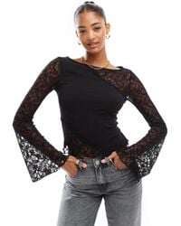ASOS - Angel Sleeve Seam Detail Lace Top - Lyst
